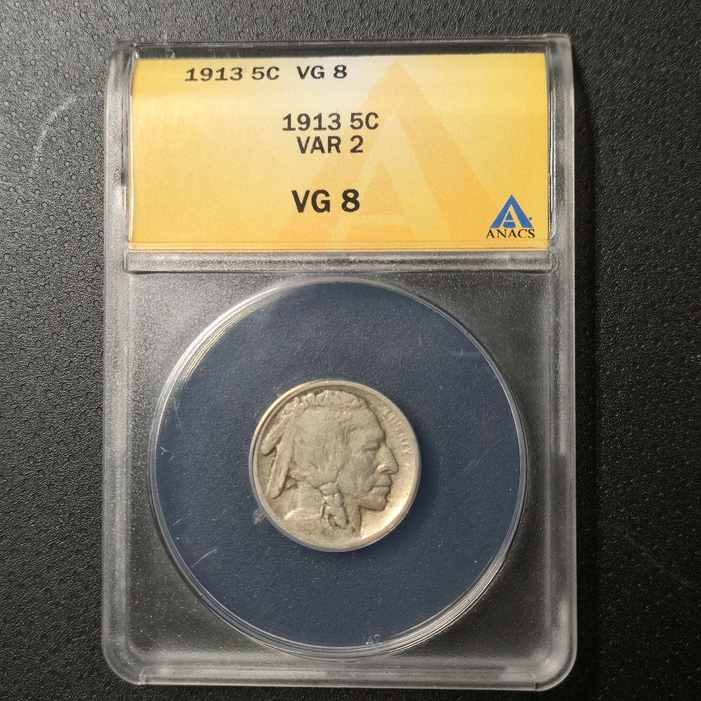 1913 Buffalo Nickel Type 2 - ANACS First Year Key Variety Graded & Slabbed